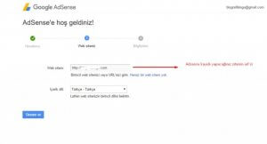 Google Adsense Kayıt Aşamaları 3. adım